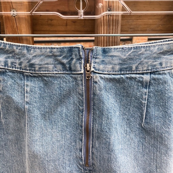 LOFT Light Wash Structured Mock Wrap Skirt - Picture 3 of 4